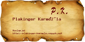 Plakinger Karméla névjegykártya